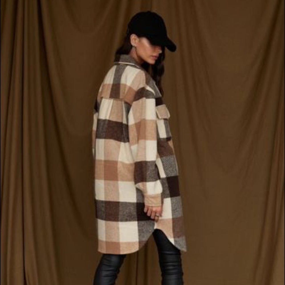 12TH TRIBE SIERRA BROWN PLAID SHACKET